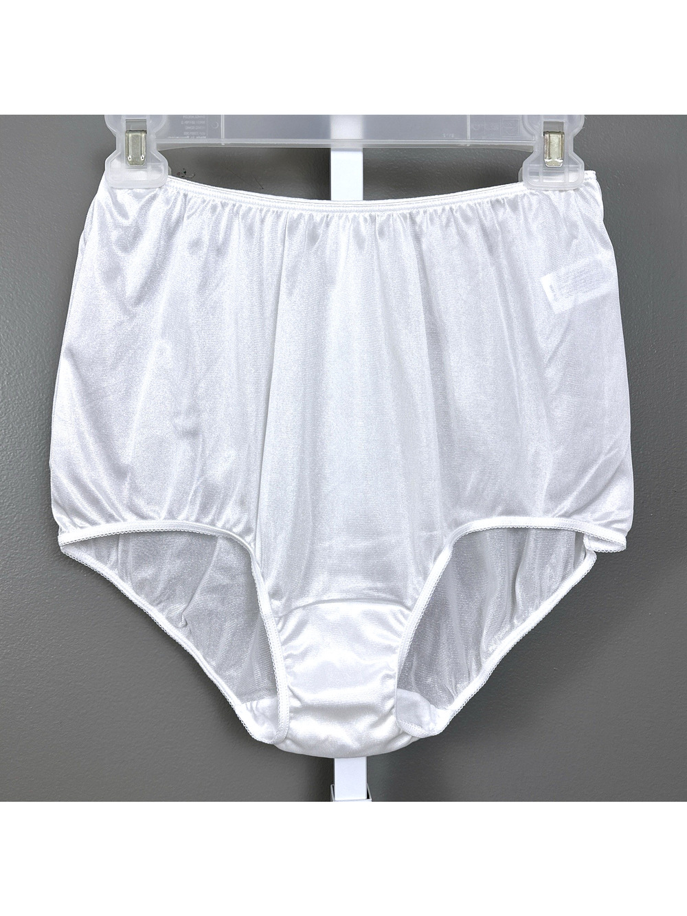 Vintage Sears Nylon Brief Panties Size 8 XL White Sheer Shiny Full Cut Panty